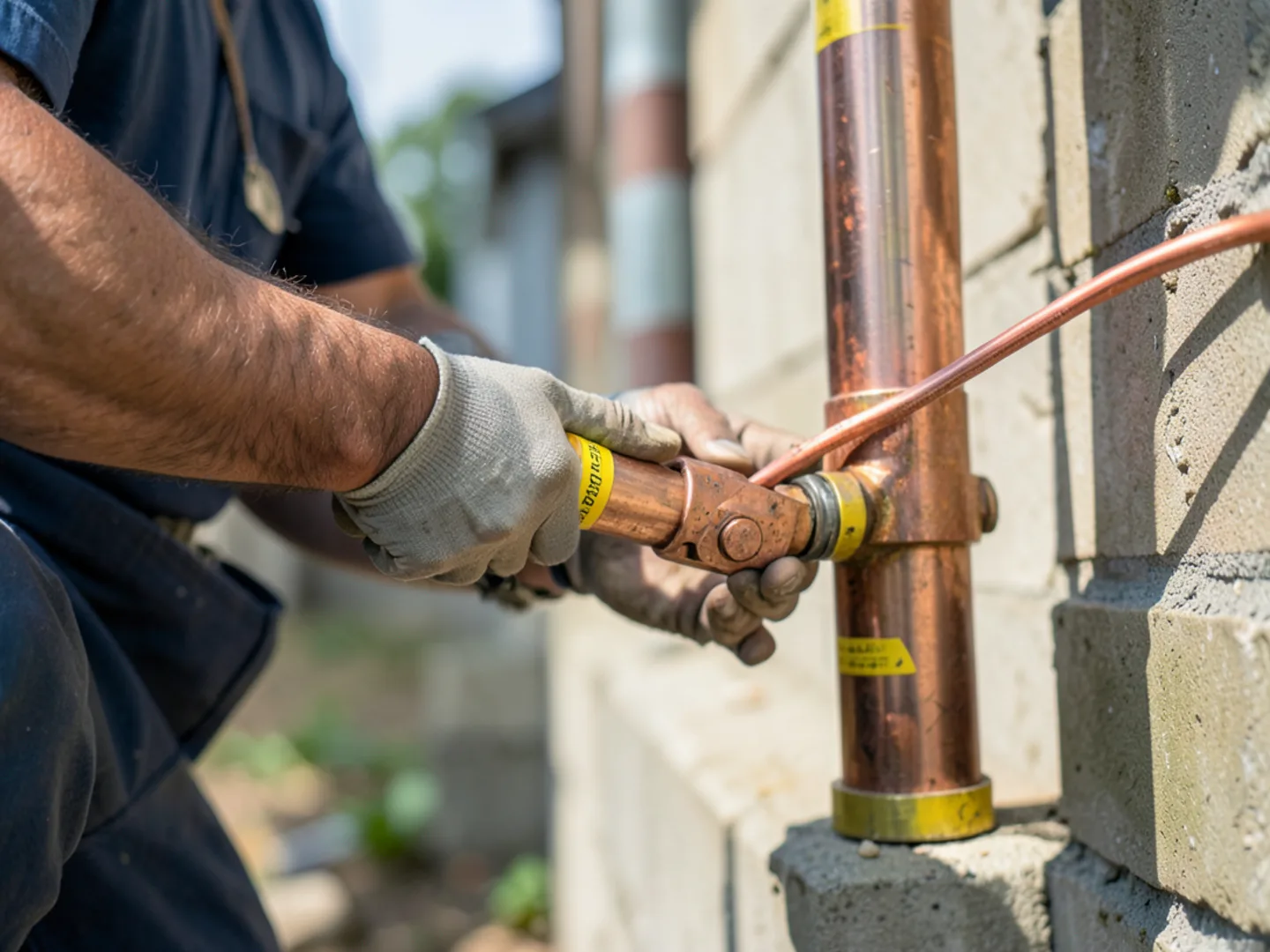 Technician installing quality replacement components for gas line repair & new gas lines, south lebanon